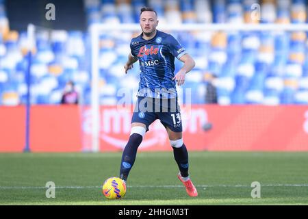 Naples, Italie.23rd janvier 2022.Amir Rrahmani de SSC Napoli pendant la série Un match entre Napoli et US Salernitana 1919 au Stadio Diego Armando Maradona, Naples, Italie, le 23 janvier 2022.Credit: Giuseppe Maffia/Alay Live News Banque D'Images