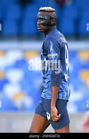 Naples, Italie.23rd janvier 2022.Victor Osimhen de SSC Napoli pendant la série Un match entre Napoli et US Salernitana 1919 au Stadio Diego Armando Maradona, Naples, Italie, le 23 janvier 2022.Credit: Giuseppe Maffia/Alay Live News Banque D'Images