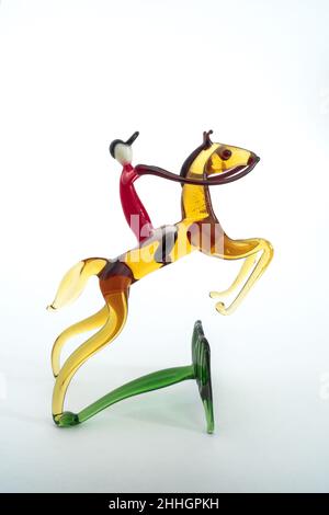 Style Murano Lampwork verre Showpull Jockey Hunter Horse Rider 1960s Banque D'Images