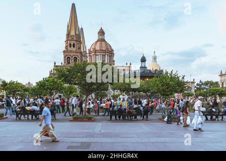 Cathédrale de la Plaza de Armas. Guadalajara, Jalisco. Le Mexique Banque D'Images