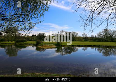 Vue d'été sur le lac Harrold Odell Country Park, village de Harrold, comté de Bedfordshire, Angleterre, Royaume-Uni Banque D'Images