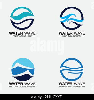 Définir l'icône d'onde de l'eau vecteur illustration design logo Illustration de Vecteur