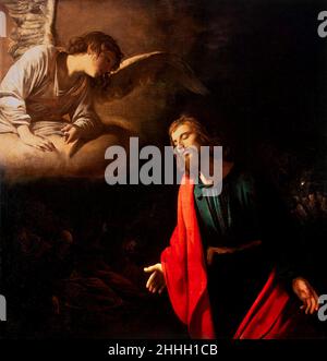 Le Christ dans le jardin de Gethsemane (l'agonie dans le jardin) par Gerrit van Honthorst (Gerard van Honthorst : 1592-1656), huile sur toile, c.1617 Banque D'Images