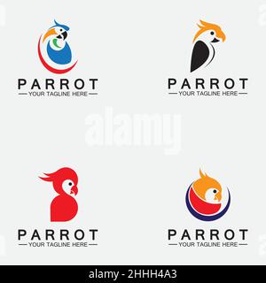 Définir le modèle de scénario de logo Parrot Illustration de Vecteur