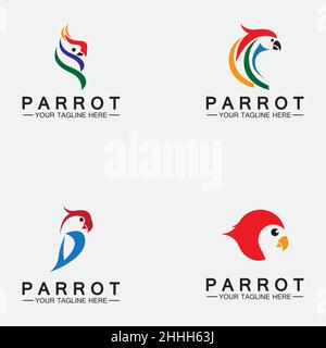 Définir le modèle de scénario de logo Parrot Illustration de Vecteur