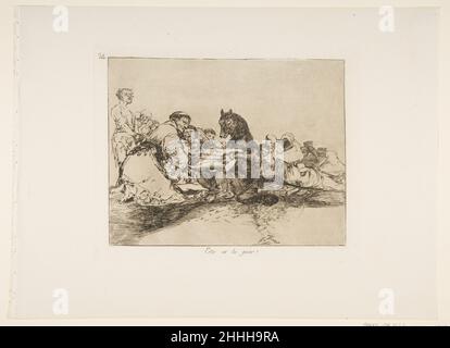 Planche 74 de 'les désastres de la guerre' (Los Desastres de la Guerra): 'C'est le pire de lui!'(Esto es lo peor!)1814–15 (publié en 1863) Goya (Francisco de Goya y Lucientes) Espagnol.Planche 74 de 'les désastres de la guerre' (Los Desastres de la Guerra): 'C'est le pire de lui!'(Esto es lo peor!)381412 artiste: Goya (Francisco de Goya y Lucientes), Espagnol, Fuendetodos 1746?1828 Bordeaux, planche 74 de 'les désastres de la guerre' (Los Desastres de la Guerra): 'C'est le pire de lui!'(Esto es lo peor!), après 1814?15 (publié en 1863), Etching et burnisher, plate: 6 15/16 ?8 1/2 po(17,6 ?21,6 Banque D'Images