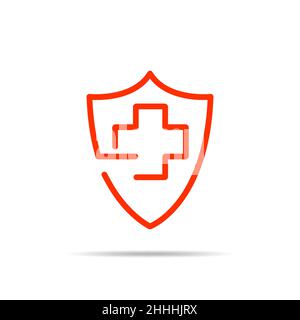 Icône de bouclier avec croix médicale, isolée.Illustration vectorielle.Concept de protection de la santé Illustration de Vecteur