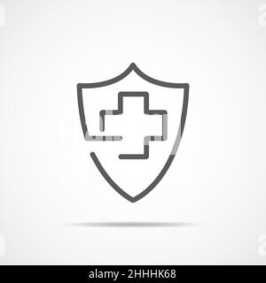 Icône de bouclier avec croix médicale, isolée.Illustration vectorielle.Concept de protection de la santé Illustration de Vecteur
