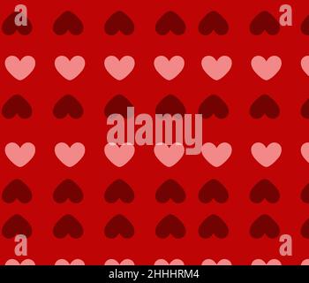 Coeurs roses et bordeaux motif sans couture sur fond rouge. Coeurs colorés.Design de l'emballage pour l'emballage cadeau.Arrière-plan moderne géométrique abstrait Illustration de Vecteur
