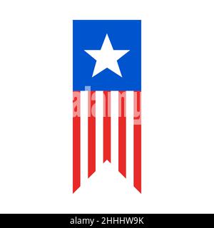 Marque-page ou drapeau américain à motif plat.Illustration vectorielle.Ruban national patriotique des États-Unis Illustration de Vecteur