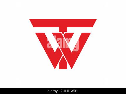 Forme unique de la lettre initiale TW rouge Illustration de Vecteur