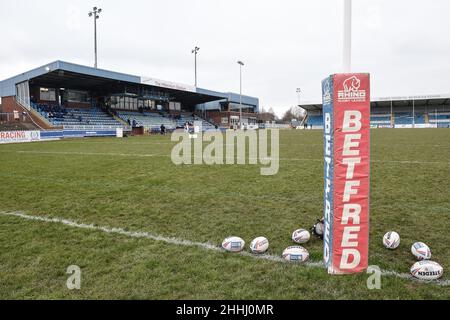 Featherstone, Angleterre - 23 janvier 2022 - vue d'ensemble devant la Ligue de rugby avant-saison amicale Featherstone Rovers vs Wakefield Trinity au Millenium Stadium, Featherstone, Royaume-Uni Dean Williams Banque D'Images