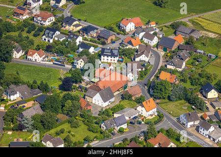 Vue aérienne, vue sur la ville et le centre de Hünningen, ense, pays aigre, Rhénanie-du-Nord-Westphalie, Allemagne,DE, Europe, impôt foncier, immobilier, photographie aérienne Banque D'Images