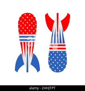 Deux symboles de la bombe aérienne.Illustration vectorielle.Icône de fusée nucléaire, isolée sur fond blanc Illustration de Vecteur