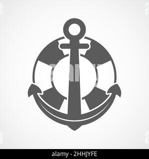 L'ancre et bouée de sauvetage maritime au design plat. Vector illustration. Travel concept nautique Illustration de Vecteur