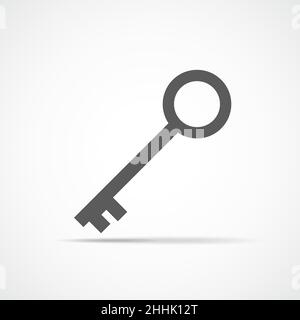 Icône clé, isolée sur fond clair.Icône de touche grise en style plat.Illustration vectorielle Illustration de Vecteur