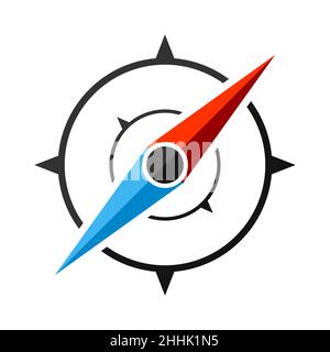Icône de boussole dans la conception à plat.Illustration vectorielle.Icône de boussole, isolée sur fond blanc Illustration de Vecteur