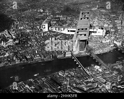 Un avion d'Imperial Airways Armstrong Whitworth de la classe « Argosy ».Tous les sept originaux ont maintenant été démantelés, sauf un maintenant utilisé pour la joie-promenade à Blackpool.18th septembre 1936. Banque D'Images