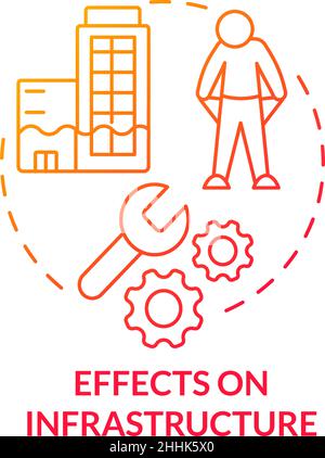 Effets sur l'infrastructure icône de concept de gradient rouge Illustration de Vecteur