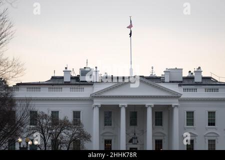 Washington, États-Unis.24th janvier 2022.Un point de vue général de la Maison Blanche, à Washington, DC, le lundi 24 janvier,2022. (Graeme Sloan/Sipa USA) Credit: SIPA USA/Alay Live News Banque D'Images