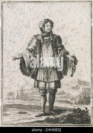 Gravure antique de 17th siècles, 'une jeune fille de l'île de Milos' (Ein Frauenzimmer aus der Insul Milo) par Johann Christoph Weigel, connu sous le nom de Christoph Weigel The Elder (1654-1725).SOURCE : GRAVURE ORIGINALE Banque D'Images