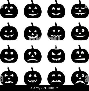 Ensemble de citrouilles d'halloween noires, illustration vectorielle Illustration de Vecteur