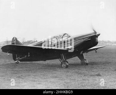 Le prototype d'avion Hendy 3308 Heck construit par l'usine Westland Aircraft à Yeovil.Enregistré G-ACTC, il a volé pour la première fois en juillet 1934. L'avion a ensuite établi un nouveau record pour le vol du Cap vers l'Angleterre de 6 jours, 8 heures et 27 minutes en novembre 1936. Banque D'Images