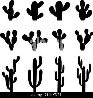 Jeu de silhouettes noires de cactus, illustration vectorielle Illustration de Vecteur