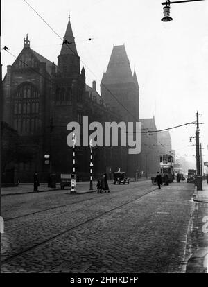 Université de Manchester avec vue sur Oxford Road.Vers 1935. Banque D'Images