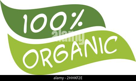 100% d'autocollant biologique, illustration vectorielle pour le graphisme et le web design Illustration de Vecteur