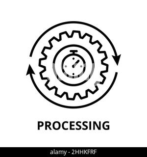 Illustration moderne à vecteur de ligne modifiable, icône de traitement, pour la conception graphique et Web Illustration de Vecteur