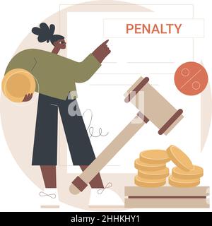Illustration du vecteur de concept abstrait payer les pénalités.Intérêts sur retard de paiement, payer des pénalités en ligne, ne pas produire d'impôts, amende, responsabilité partagée individuelle,métaphore abstraite des conflits financiers. Illustration de Vecteur