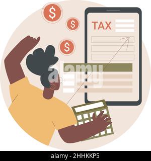 Illustration du vecteur de concept abstrait calcul du revenu net.Calcul du salaire, formule du revenu net, rémunération à la maison, comptabilité d'entreprise, calcul des gains,métaphore abstraite de l'estimation des bénéfices. Illustration de Vecteur