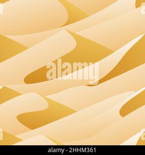 Dunes du désert.Motif sans couture de collines sablonneuses.Paysage de la campagne sud.Style de dessin animé.Vecteur. Illustration de Vecteur