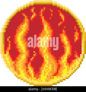 Feu flamme 4 éléments Zodiac Pixel Art Sign Illustration de Vecteur