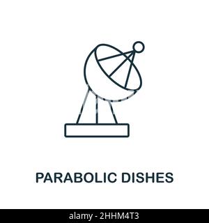 Icône paraboliques.Elément de ligne de la collection de technologies Internet.Signe d'icône de parabole linéaire pour la conception de sites Web, infographiques et plus encore. Illustration de Vecteur
