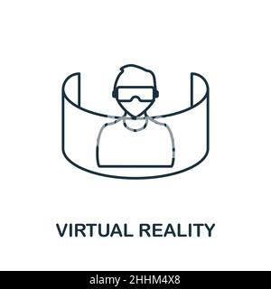 Icône de réalité virtuelle.Elément de ligne de la collection de technologies Internet.Signe d'icône de réalité virtuelle linéaire pour la conception Web, l'infographique et plus encore. Illustration de Vecteur