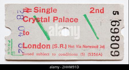 Vintage 1980s London transport Railway train Ticket - Crystal Palace Banque D'Images