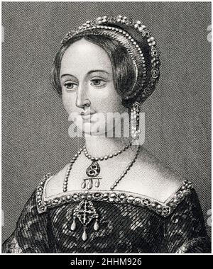 Marguerite de Navarre (1492-1549), reine de Navarre, épouse d'Henri II de Navarre, portrait gravé par John James Hinchliff, 1864 Banque D'Images