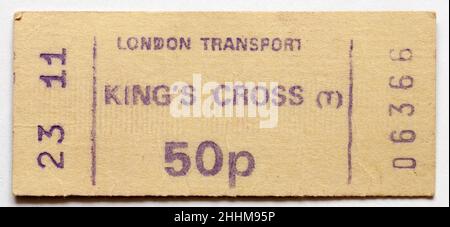 Vintage 1970s London Underground Railway Ticket - Kings Cross Banque D'Images