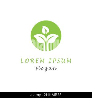 Inspiration de modèle de logo de feuille naturelle.Logo naturel de la santé du vecteur de feuilles en forme de cercle Illustration de Vecteur