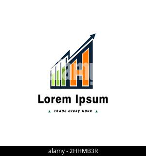 Logo d'inspiration commerciale horaire avec lettre H et augmentation du trafic Illustration de Vecteur