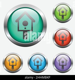 boutons en verre birdhouse Illustration de Vecteur