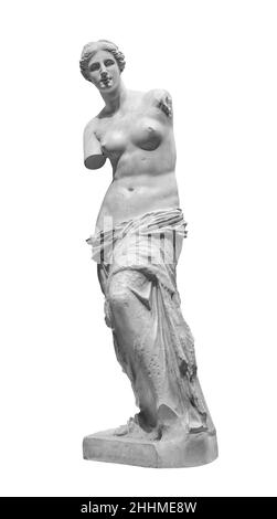 Statue en plâtre de Vénus Milo.Belle femme Aphrodite sculpture solée sur fond blanc avec chemin de coupure Banque D'Images