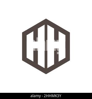 Logo initial H H en forme de pentagone, logo monogramme Illustration de Vecteur