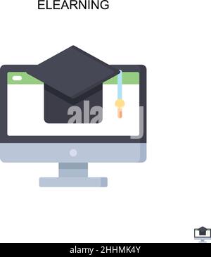 Icône vectorielle simple eLearning.pictogramme moderne de couleur parfaite sur contour modifiable.Icônes de formation en ligne pour votre projet d'entreprise Illustration de Vecteur