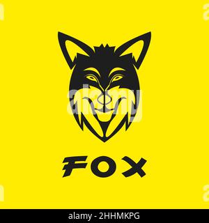 Logo tête de loup Fierce noir, tête de loup emblématique Illustration de Vecteur