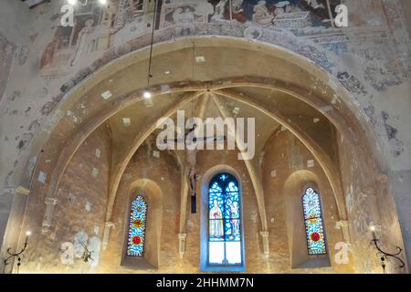 Église de Sant'Agostino, intérieur, Montefalco, Ombrie, Italie,Europe Banque D'Images