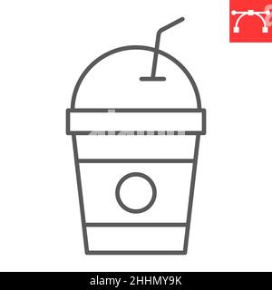 Icône milkshake Line, boisson et dessert, icône de vecteur de fritpe, graphiques vectoriels, signe de contour de trait modifiable, eps 10. Illustration de Vecteur