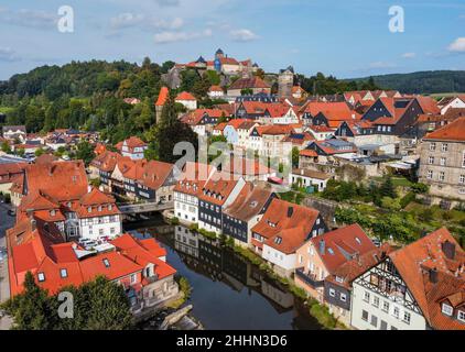 Vue aérienne de la ville de Kronach en haute-Franconie Banque D'Images